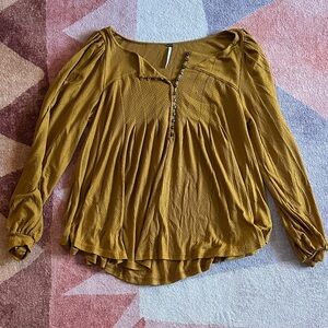 Free people Mustard Long Sleeve boho Top